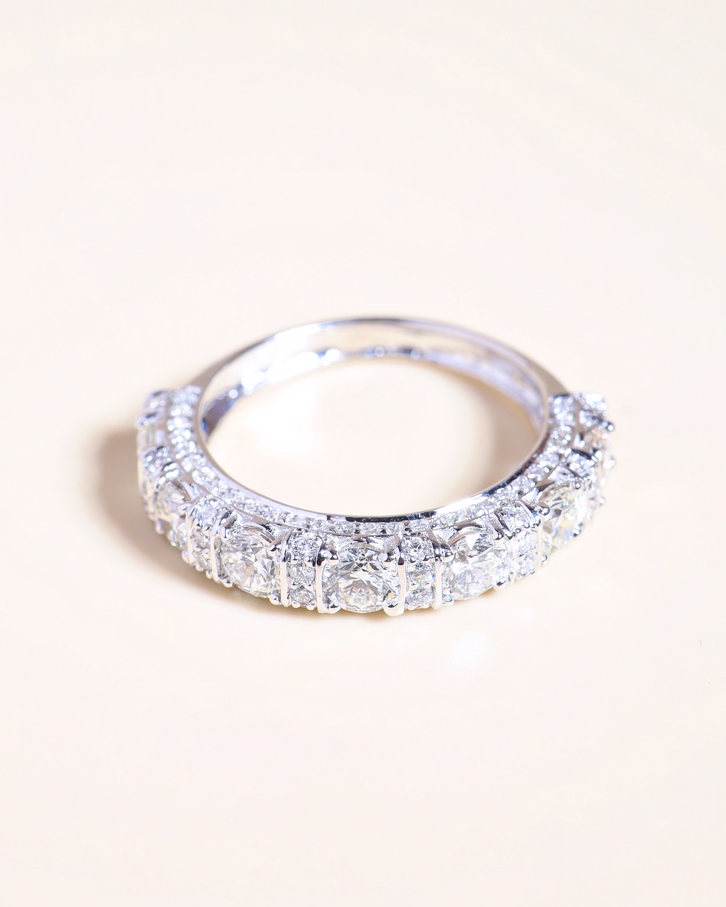 1.95 Carat Round Diamond Half-Eternity Ring in 18K White Gold