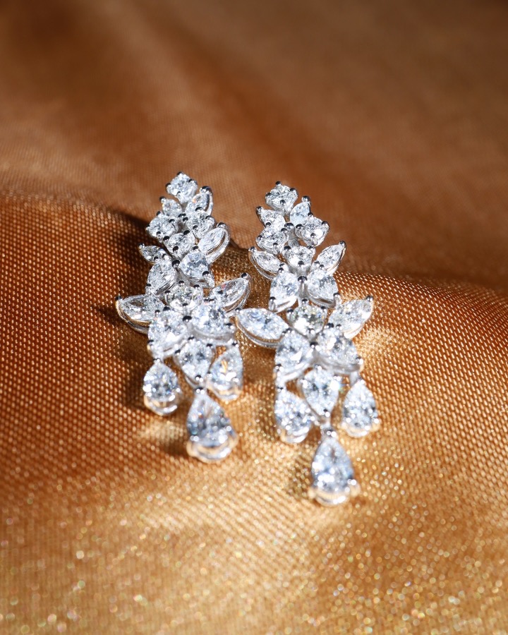 4.42 Carat Fancy-Cut Diamond Chandelier Earrings in 18K White Gold - Image 3