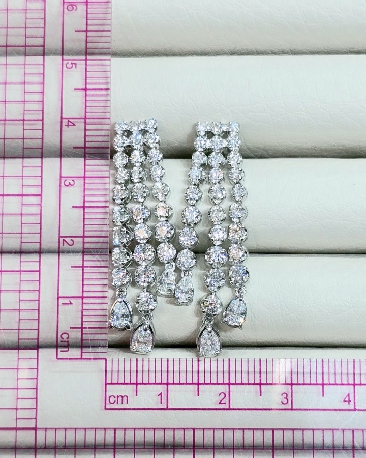 4.10 Carat Diamond Cascade Drop Earrings in 18K White Gold - Image 11