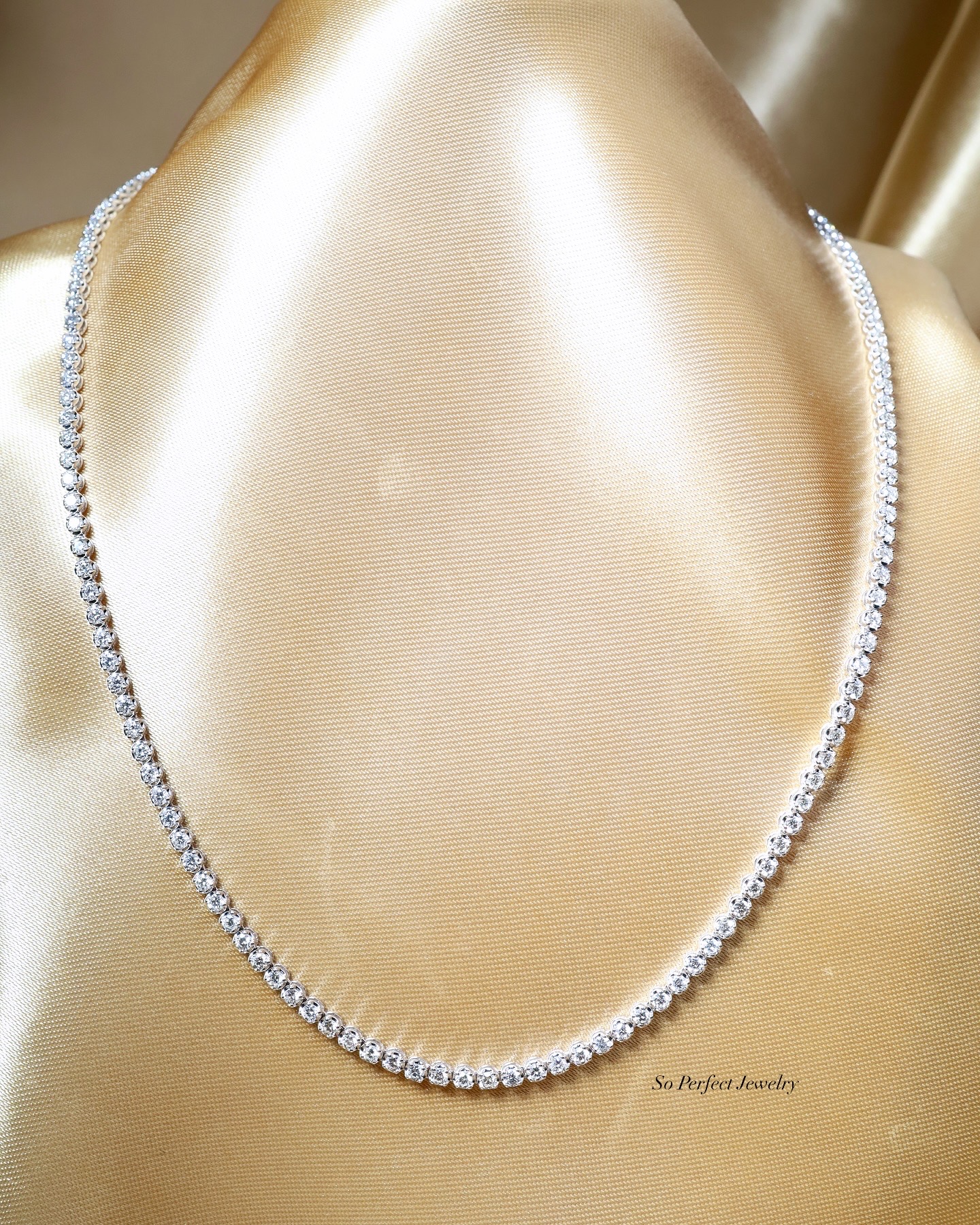6.10 Carat Diamond Tennis Eternity Necklace in 18K White Gold