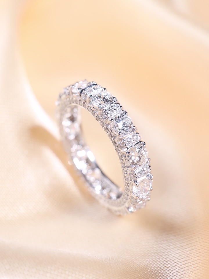 3.50 Carat Round Diamond Multi-Row Eternity Ring in 18K White Gold - Image 11
