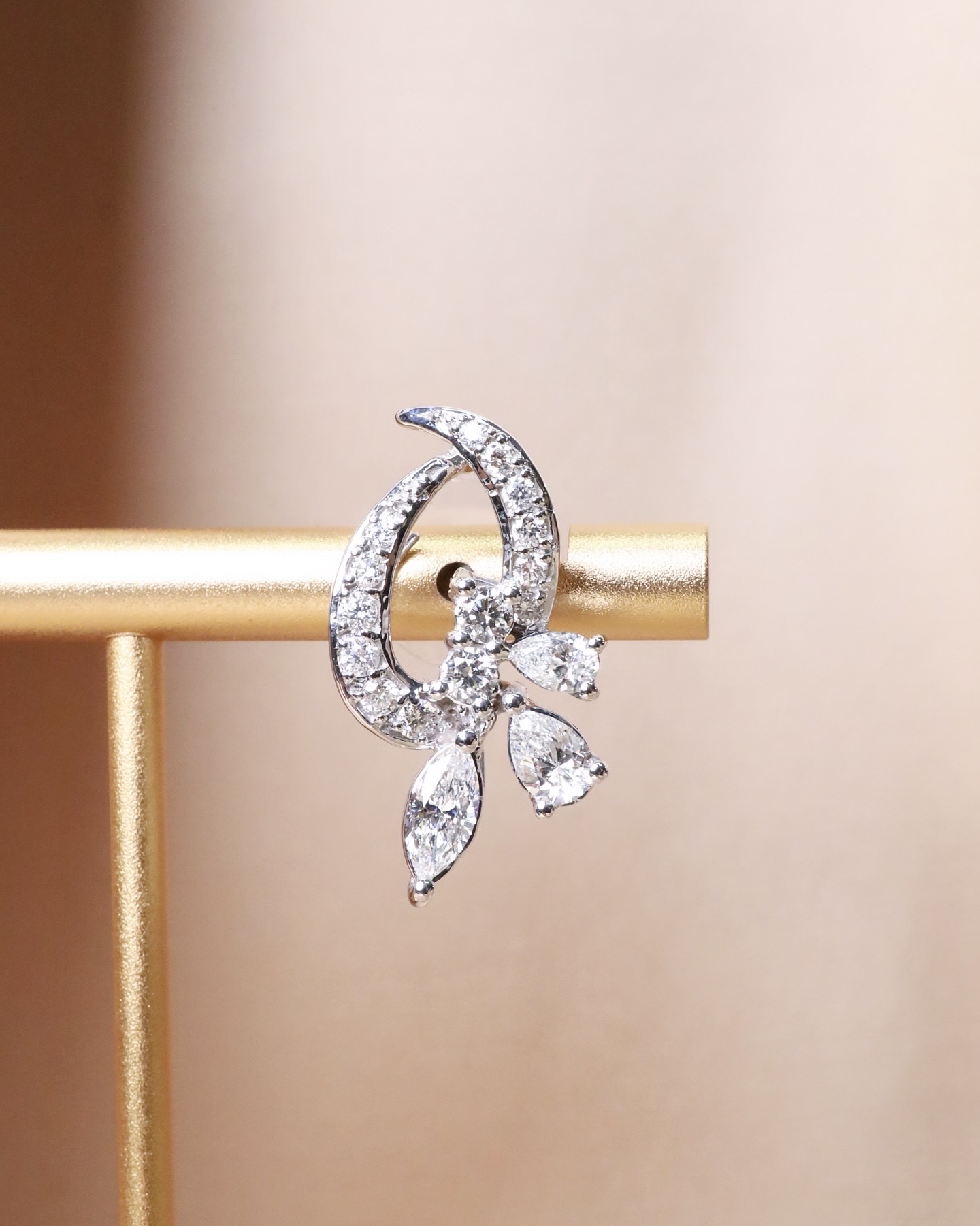 2.46 Carat Diamond Crescent Drop Earrings in 18K White Gold - Image 8
