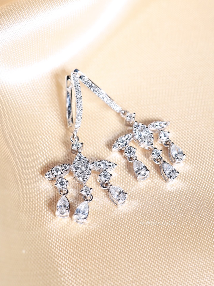 1.82 Carat Fancy-Cut Diamond Shimmering Drop Earrings in 18K White Gold - Image 4