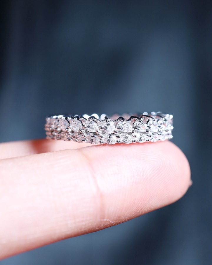 2.17 Carat Fancy Diamond Eternity Ring in 18K White Gold - Image 4
