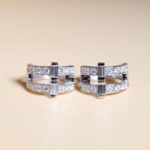 1.08 Carat Diamond Geometric Hoop Earrings in 18K White Gold