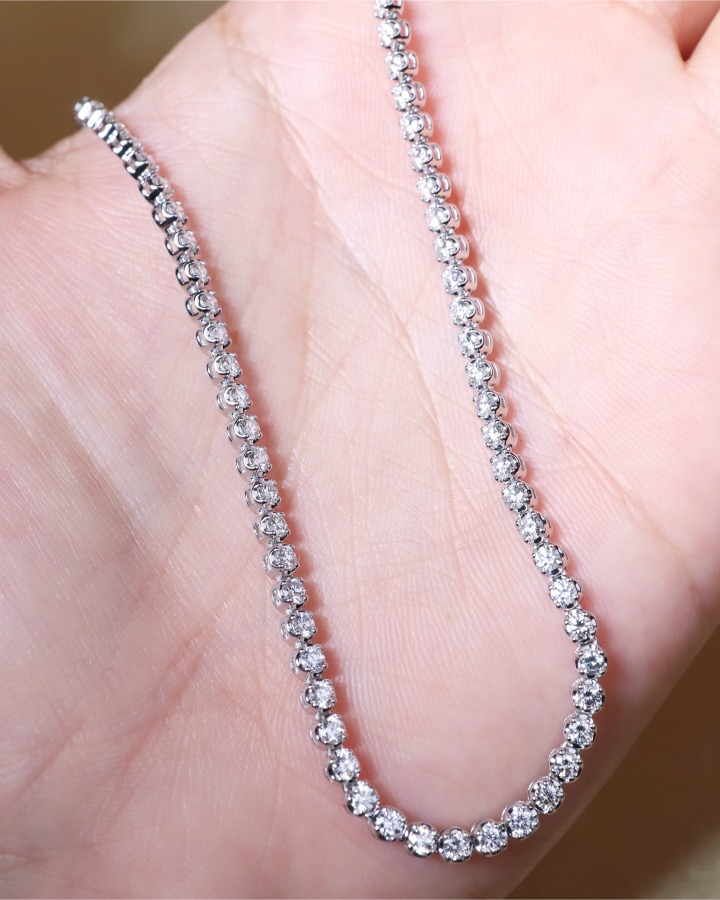 6.10 Carat Diamond Tennis Eternity Necklace in 18K White Gold - Image 10
