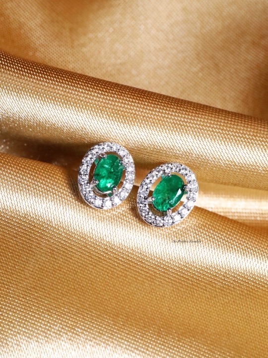 1.01 Carat Natural Emerald and Diamond Halo Stud Earrings