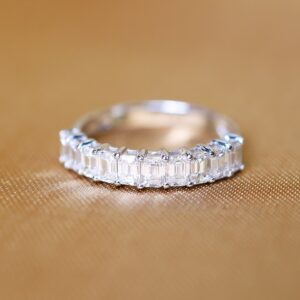 1.50 Carat Emerald-Cut Diamond Half-Eternity Ring in 18K White Gold