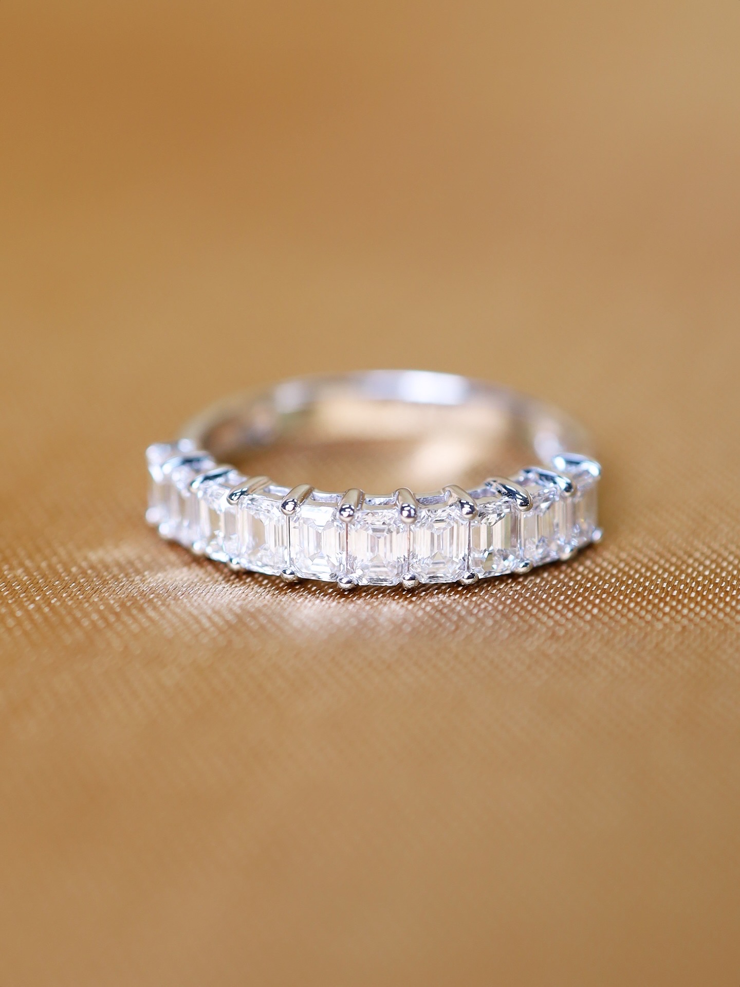 1.50 Carat Emerald-Cut Diamond Half-Eternity Ring in 18K White Gold