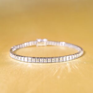 6.75 Carat Emerald-Cut Diamond Tennis Bracelet in 18K White Gold