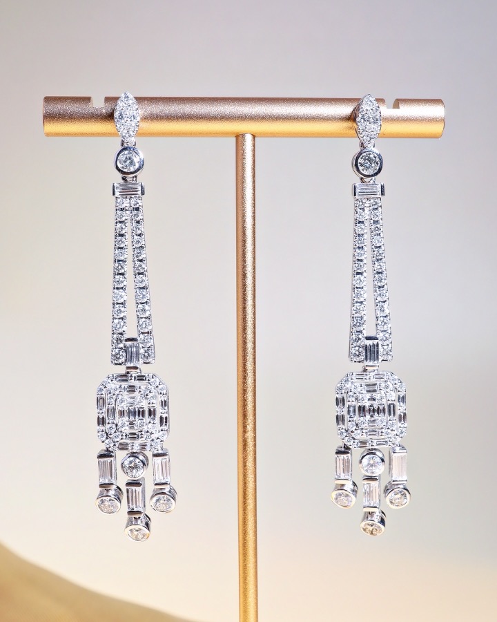 4.30 Carat Diamond Chandelier Earrings in 18K White Gold - Image 8