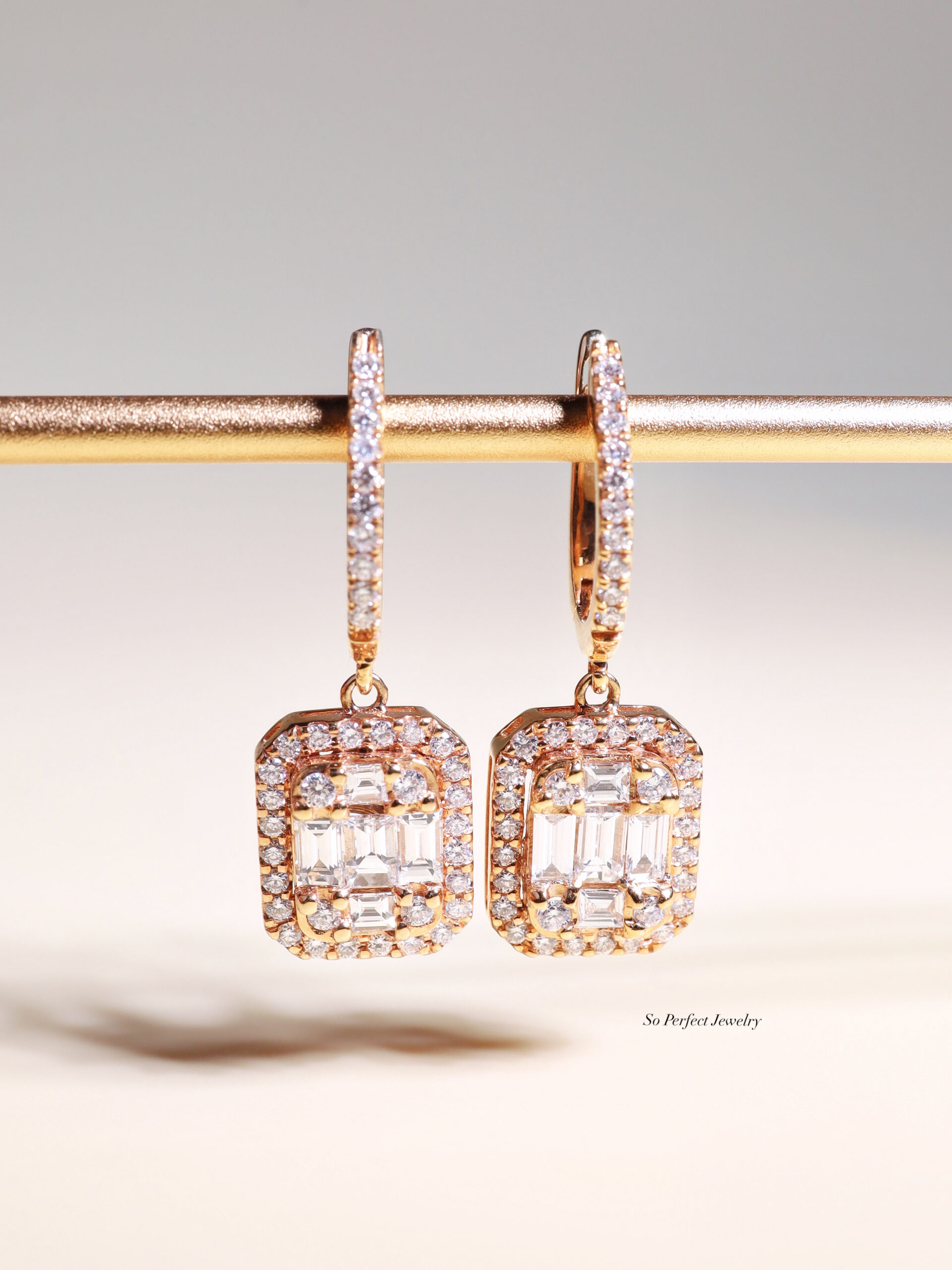1.35 Carat Diamond Illusion Drop Earrings in 18K Rose Gold