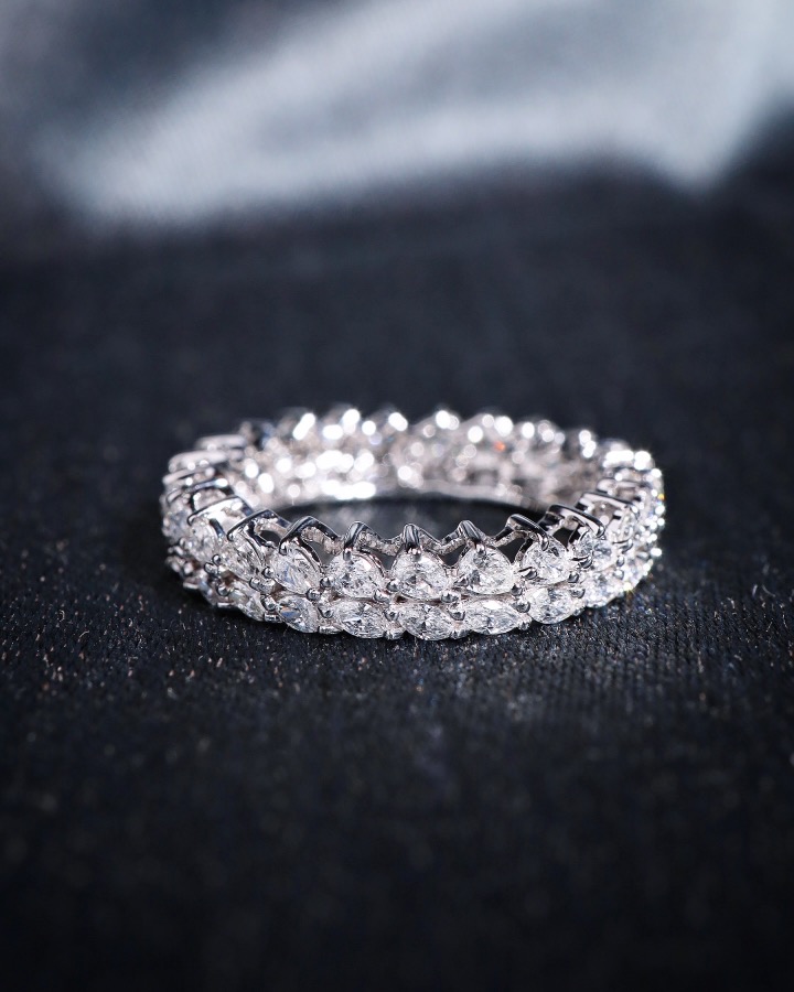 2.17 Carat Fancy Diamond Eternity Ring in 18K White Gold - Image 5