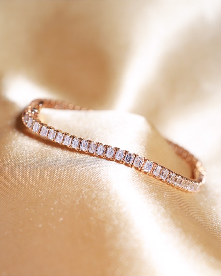 8.52 Carat Emerald-Cut Diamond Tennis Bracelet in 18K Rose Gold - Image 2