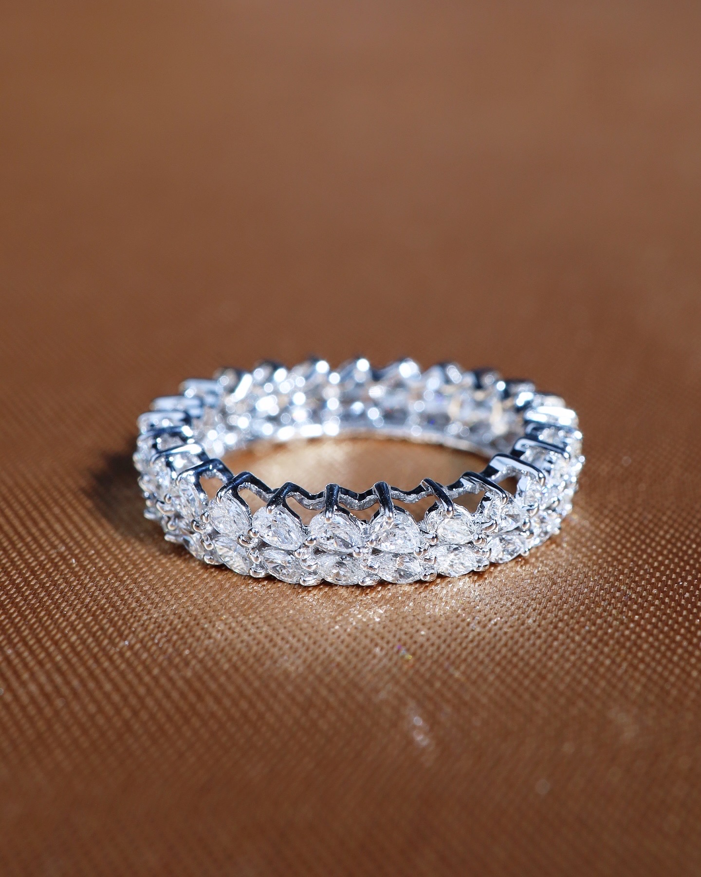 2.17 Carat Fancy Diamond Eternity Ring in 18K White Gold