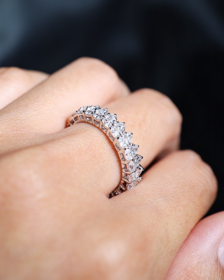 2.17 Carat Fancy Diamond Eternity Ring in 18K White Gold - Image 2