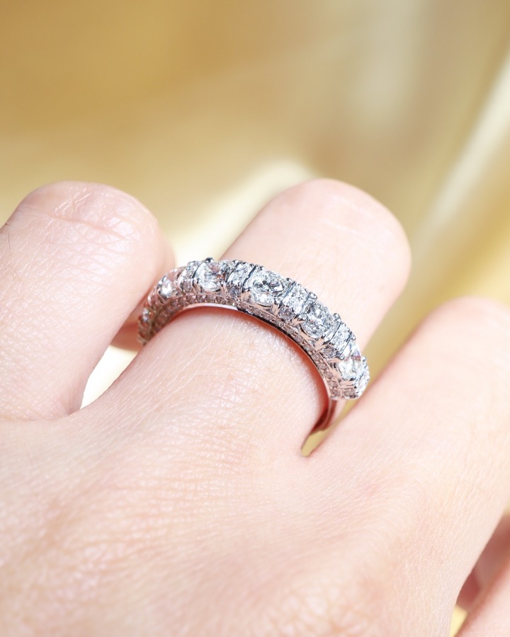 1.95 Carat Round Diamond Half-Eternity Ring in 18K White Gold - Image 5