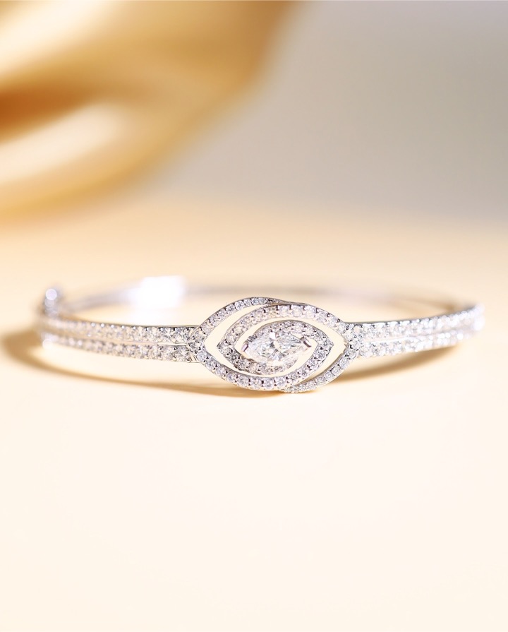 1.96 Carat Marquise and Round Diamond Bangle in 18K White Gold - Image 6