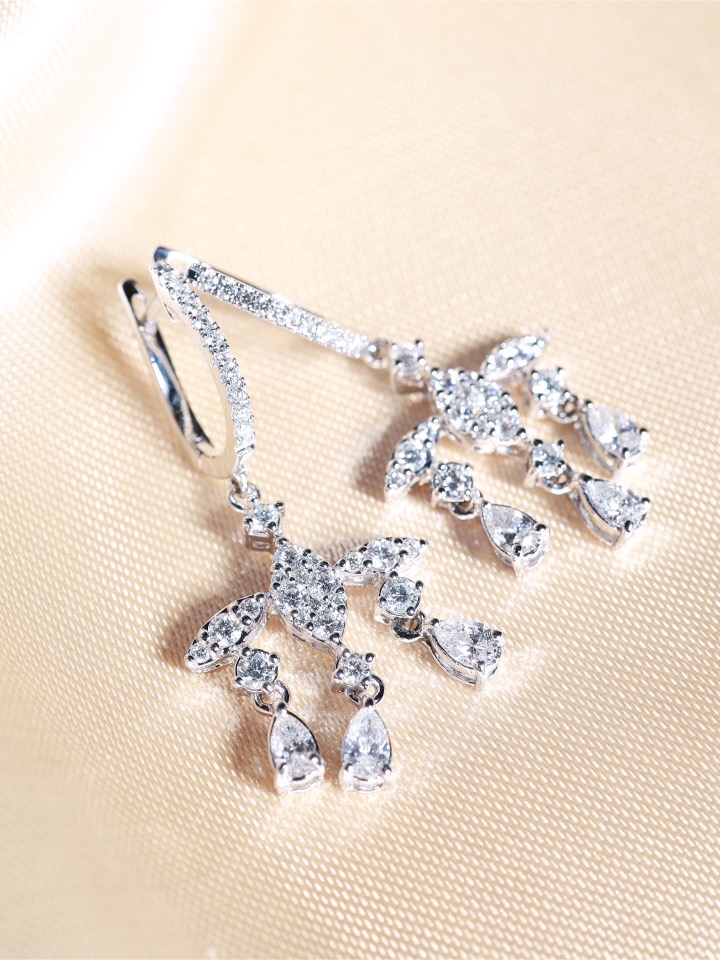 1.82 Carat Fancy-Cut Diamond Shimmering Drop Earrings in 18K White Gold - Image 3