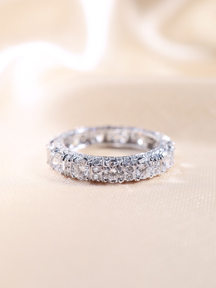 3.50 Carat Round Diamond Multi-Row Eternity Ring in 18K White Gold - Image 3