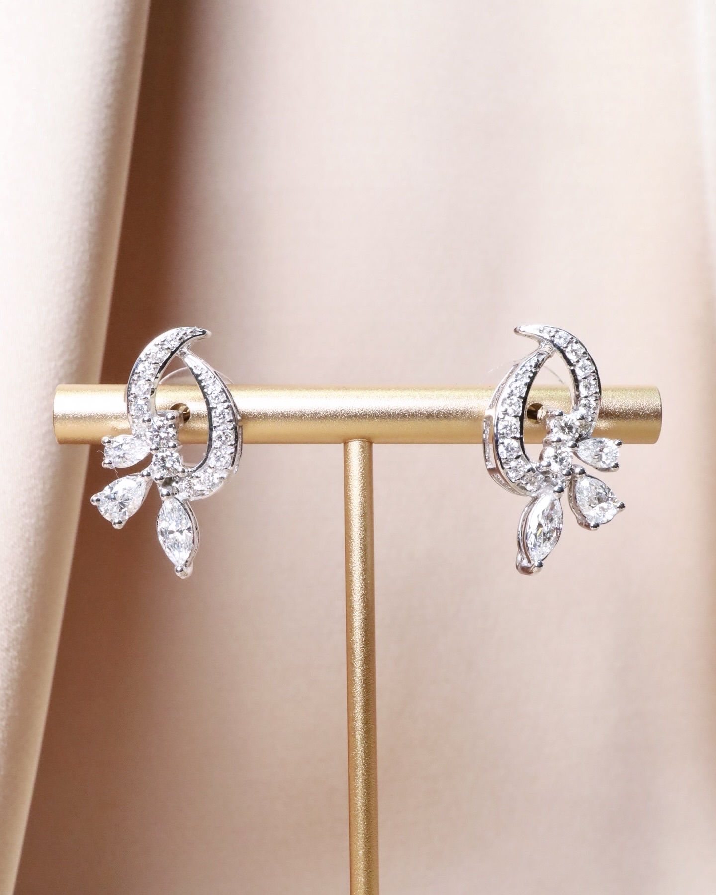 2.46 Carat Diamond Crescent Drop Earrings in 18K White Gold - Image 9