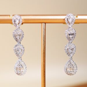 Pear-Illusion Diamond Drop Earrings in 18K White Gold
