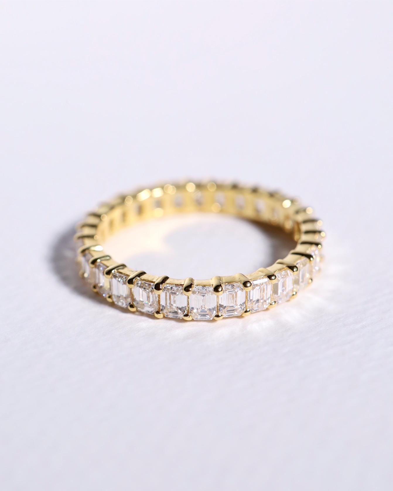 2.80 Carat Emerald-Cut Diamond Eternity Ring in 18K Yellow Gold