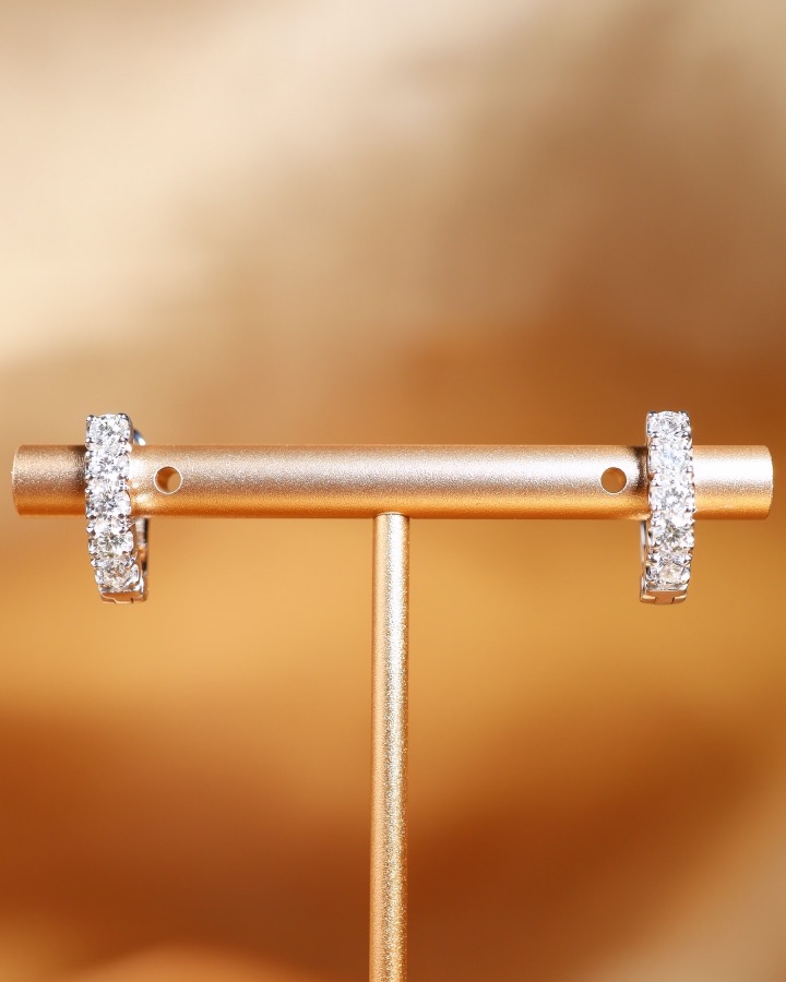 1.00 Carat Diamond Latch Back Hoop Earrings in 18K White Gold - Image 8