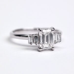 GIA-Certified 1.00 Carat Emerald-Cut Diamond Five-Stone Ring