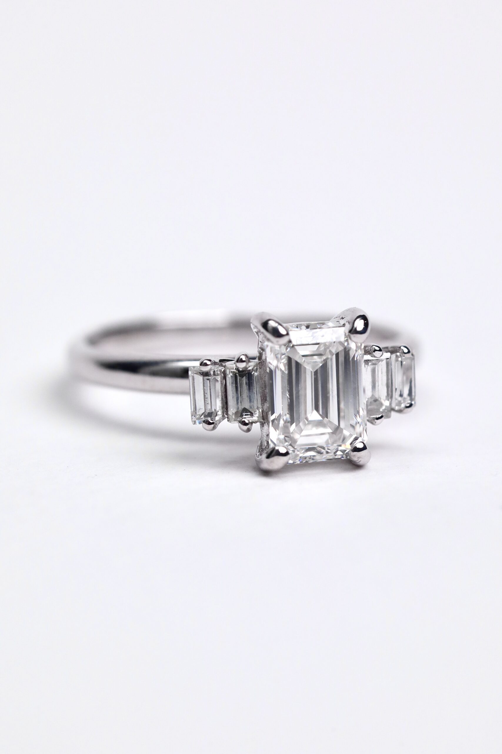 GIA-Certified 1.00 Carat Emerald-Cut Diamond Five-Stone Ring