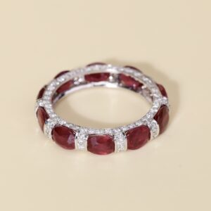 Siamese Ruby & Diamond Eternity Ring in 18K White Gold