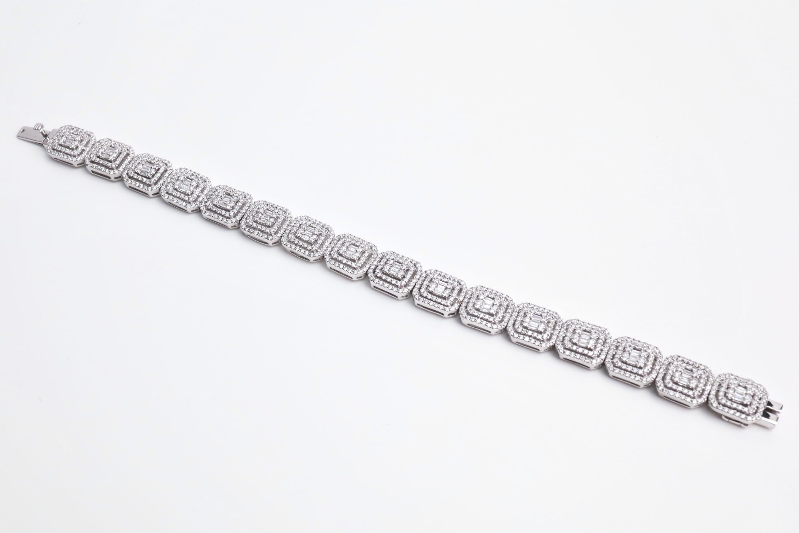 5.36 Carat Round and Baguette Diamond Illusion Bracelet in 14K White Gold - Image 14