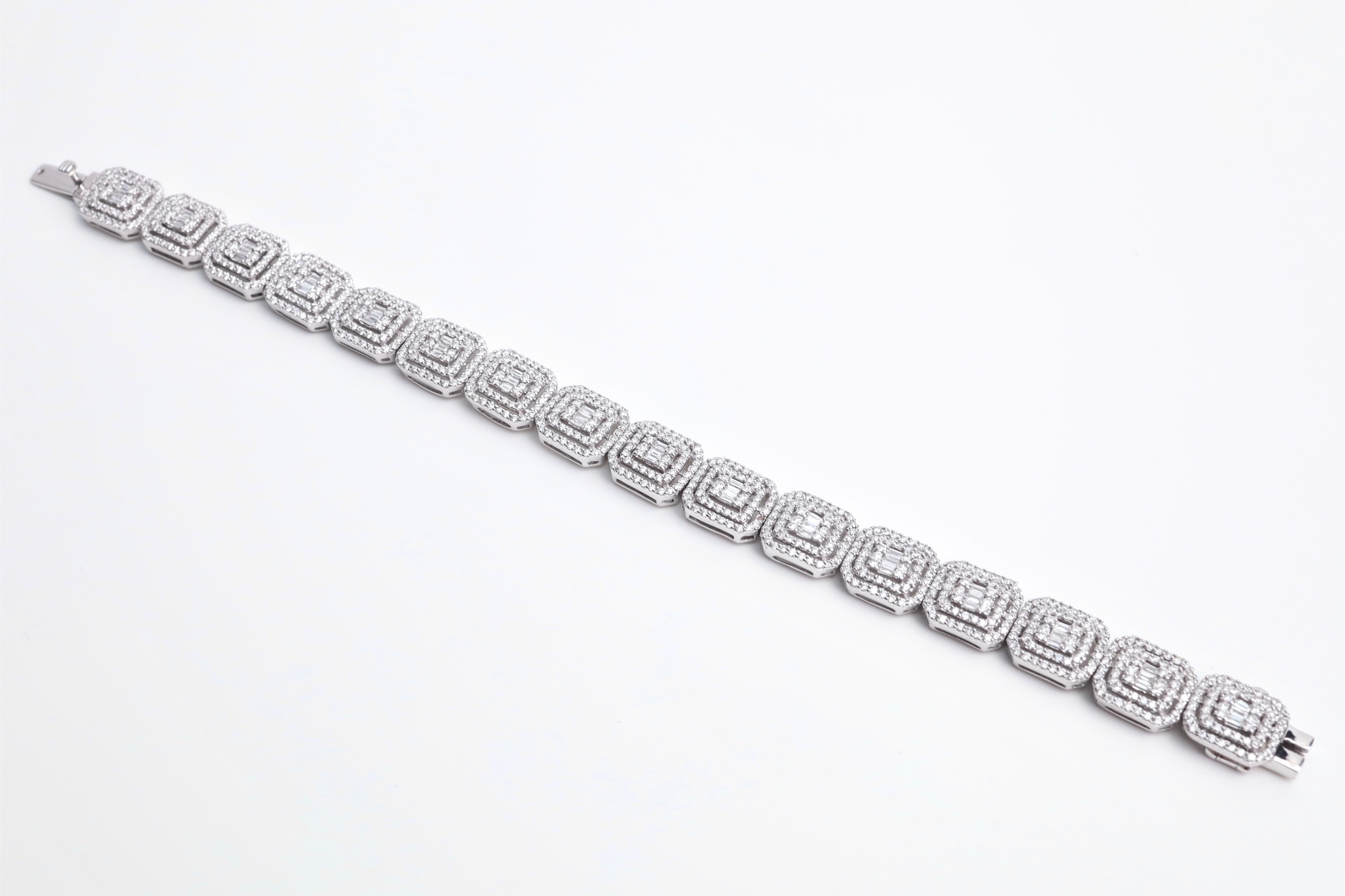 5.36 Carat Round and Baguette Diamond Illusion Bracelet in 14K White Gold - Image 12