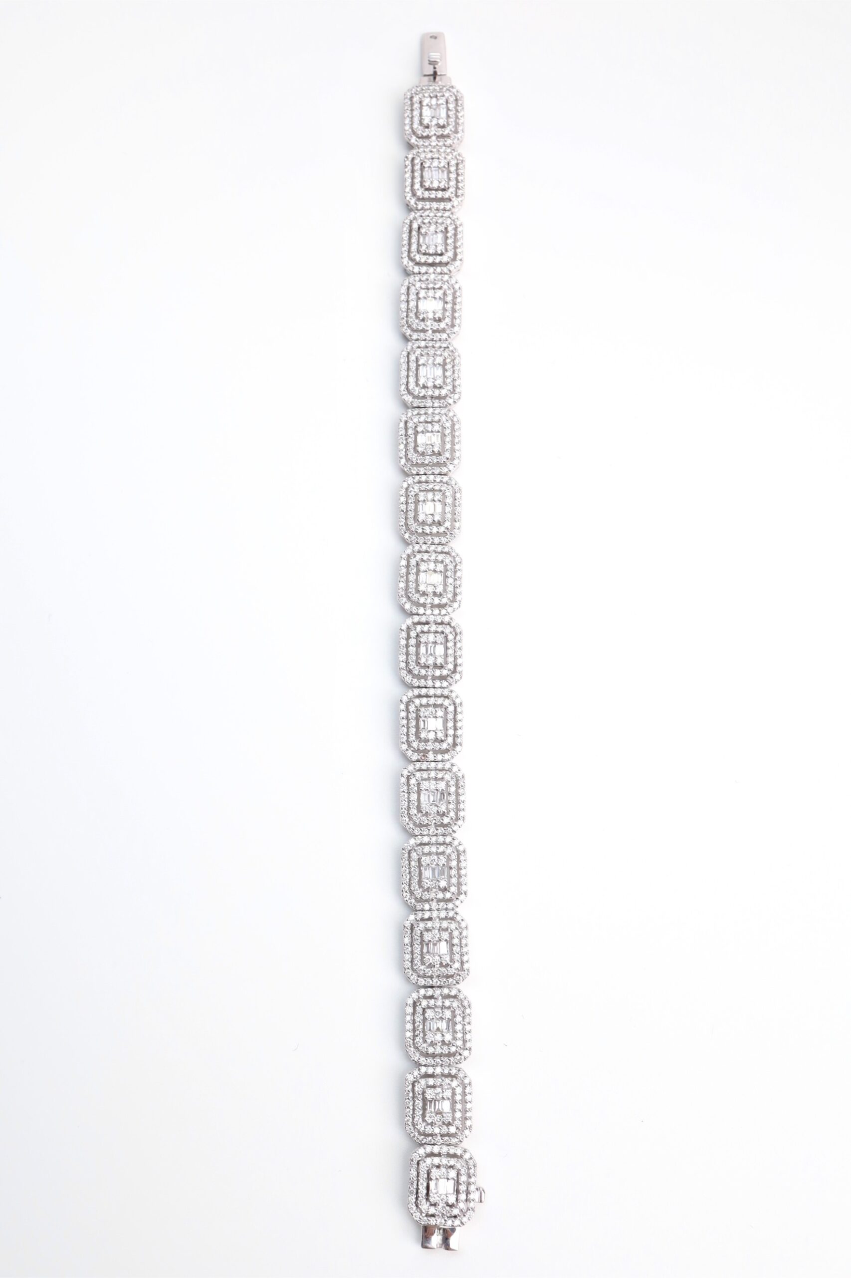 5.36 Carat Round and Baguette Diamond Illusion Bracelet in 14K White Gold - Image 4