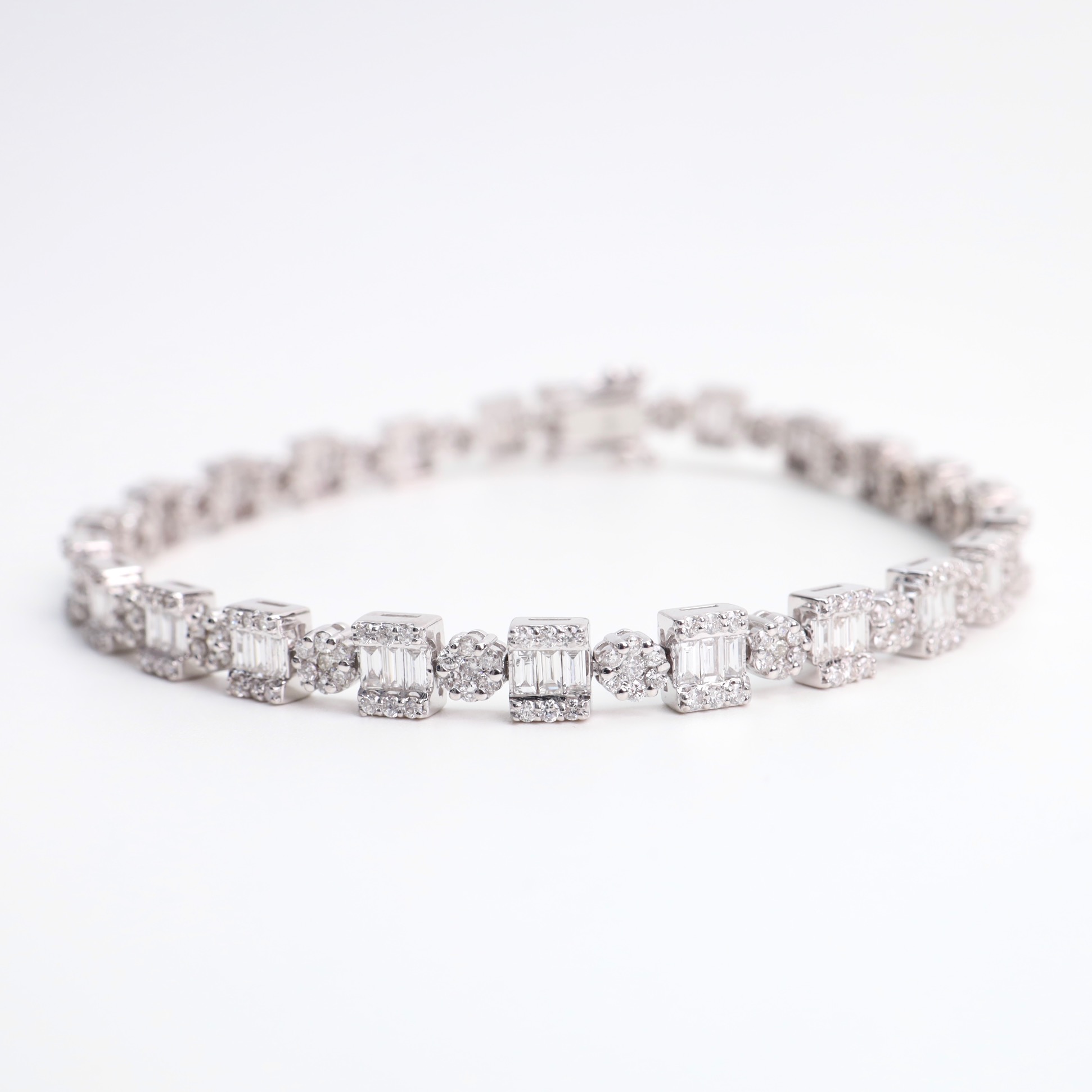 5.71 Carat Diamond Illusion Eternity Bracelet in 18K White Gold - Image 9