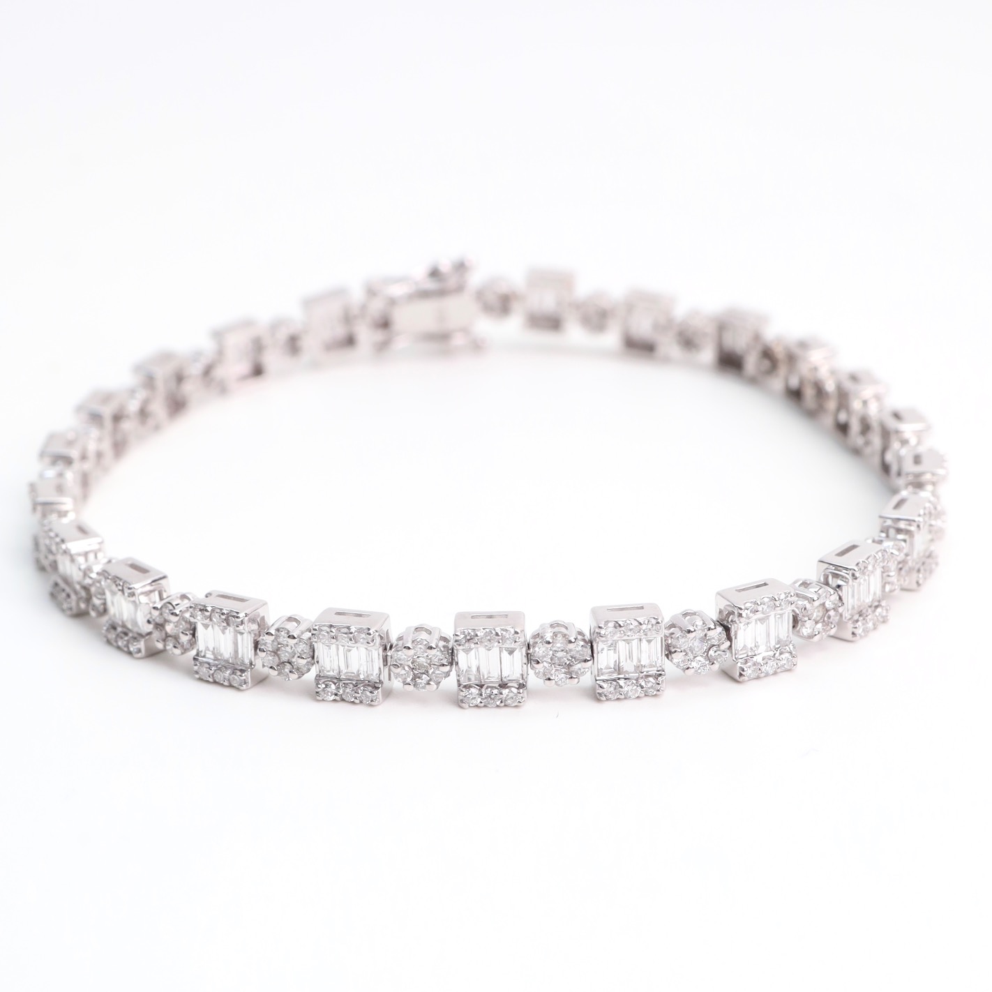 5.71 Carat Diamond Illusion Eternity Bracelet in 18K White Gold - Image 10