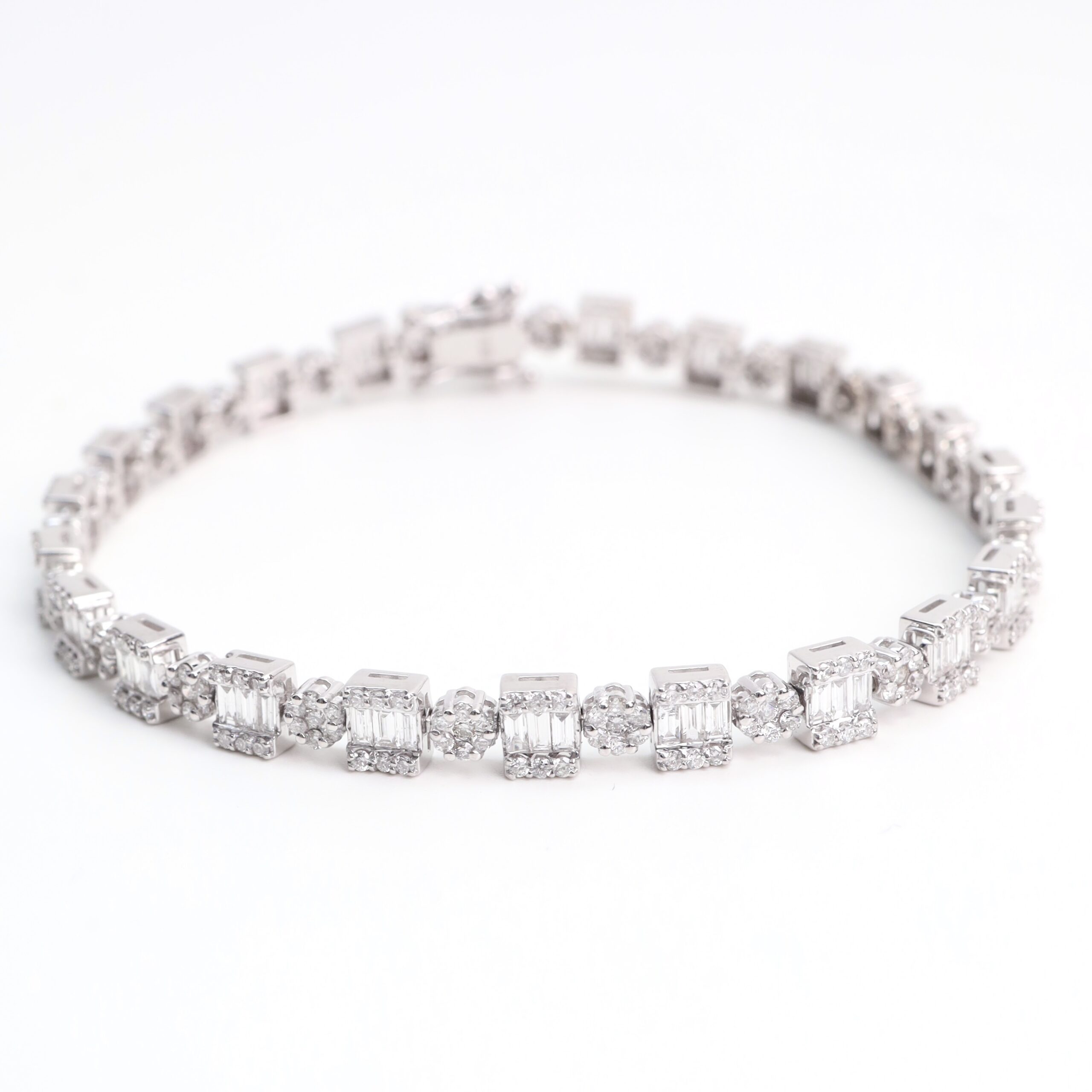 5.71 Carat Diamond Illusion Eternity Bracelet in 18K White Gold
