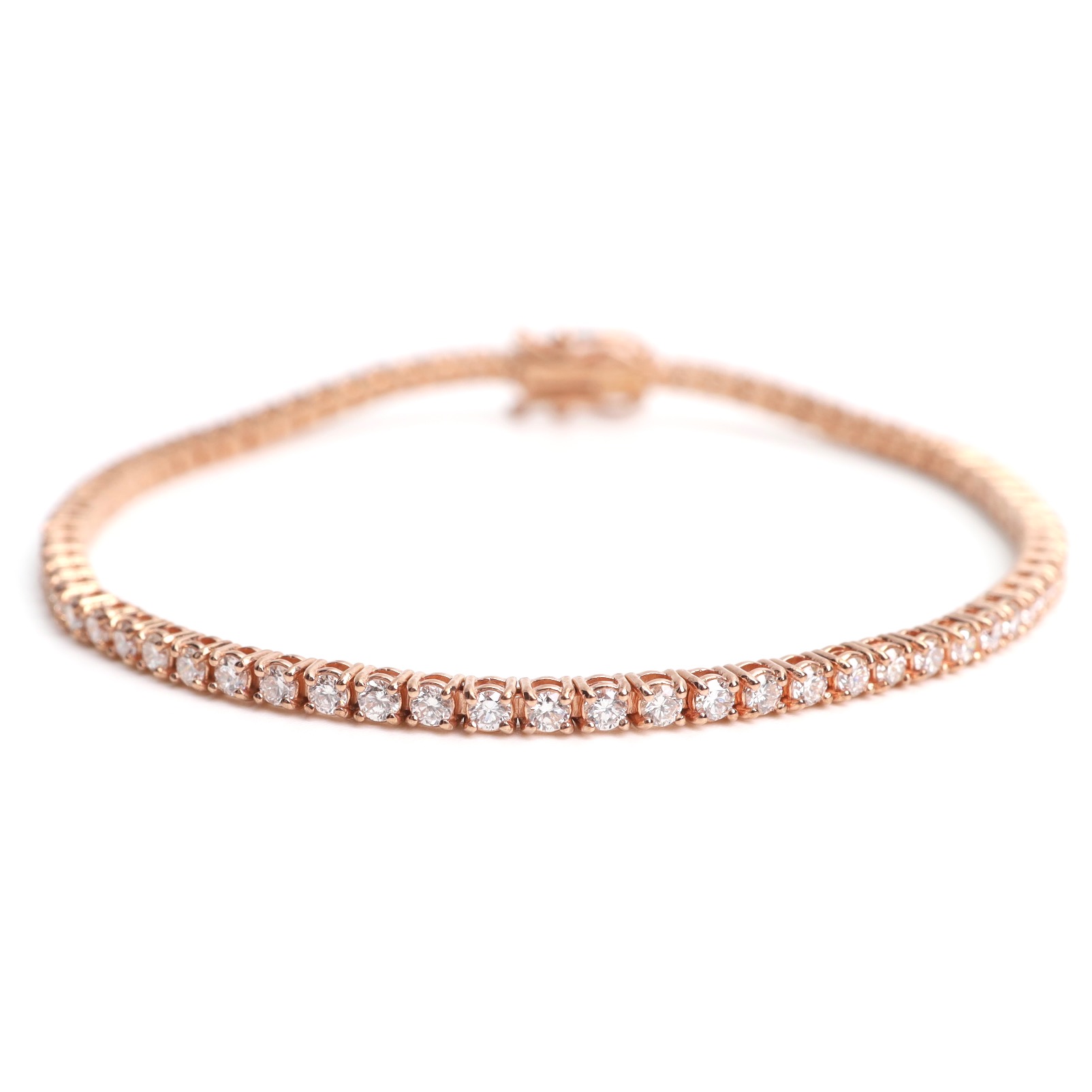 3.14 Carat Round Diamond Eternity Tennis Bracelet in 18K Rose Gold - Image 11