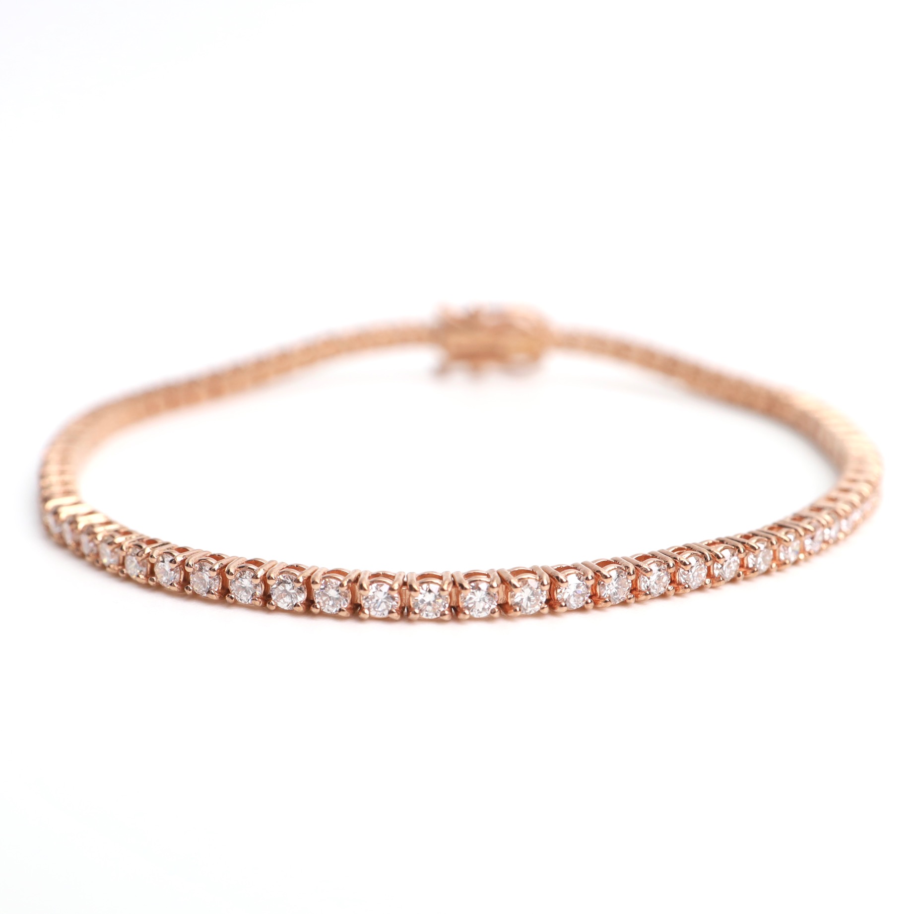 3.14 Carat Round Diamond Eternity Tennis Bracelet in 18K Rose Gold - Image 7