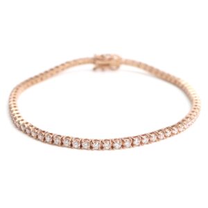 3.14 Carat Round Diamond Eternity Tennis Bracelet in 18K Rose Gold