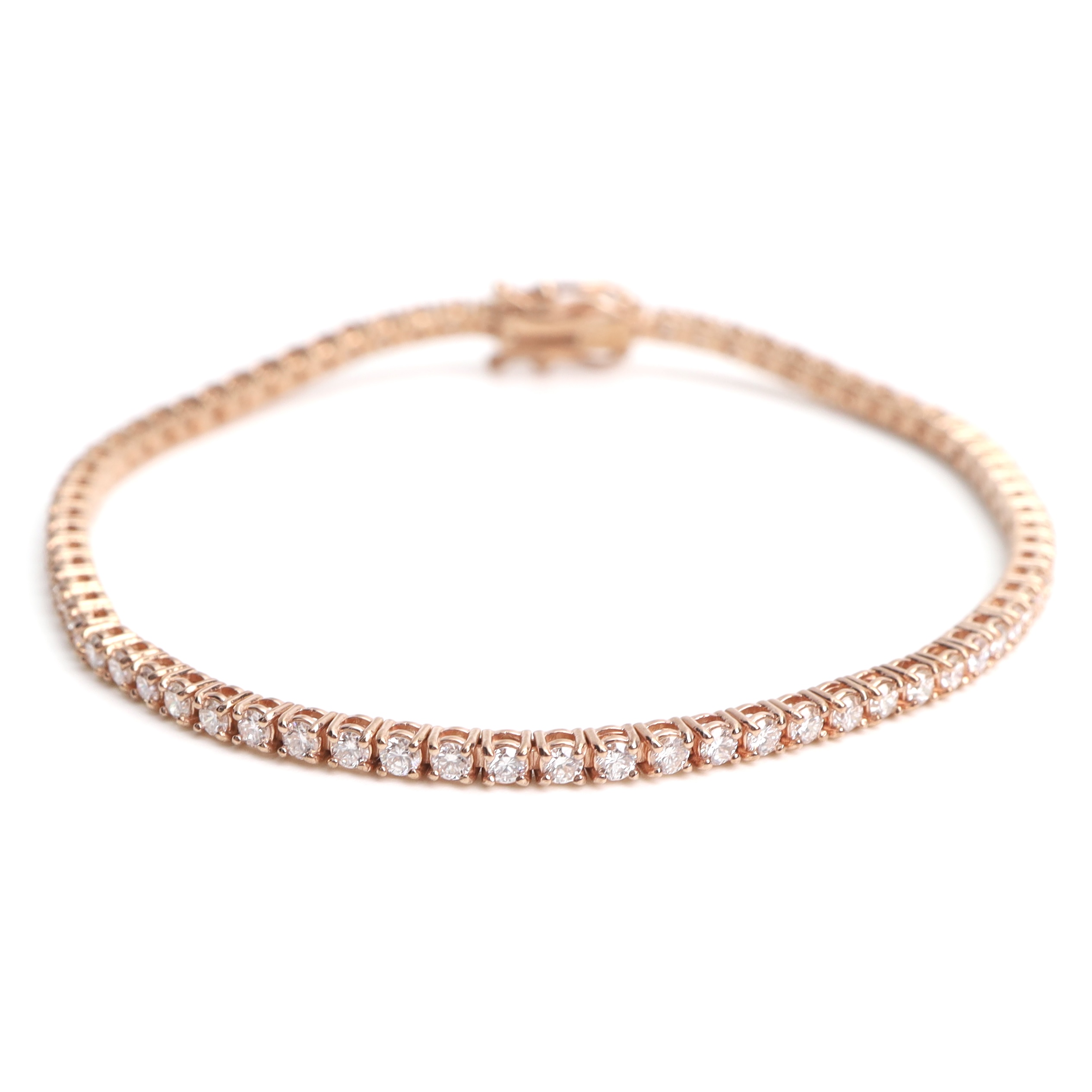 3.14 Carat Round Diamond Eternity Tennis Bracelet in 18K Rose Gold