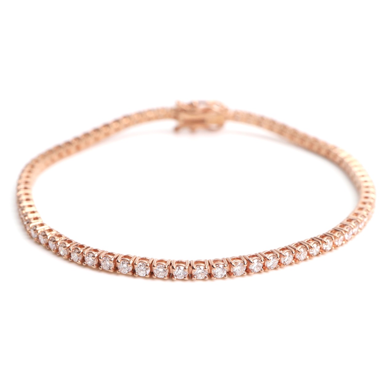 3.14 Carat Round Diamond Eternity Tennis Bracelet in 18K Rose Gold - Image 12