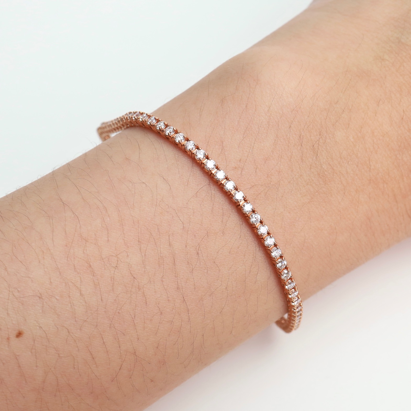 3.14 Carat Round Diamond Eternity Tennis Bracelet in 18K Rose Gold - Image 2