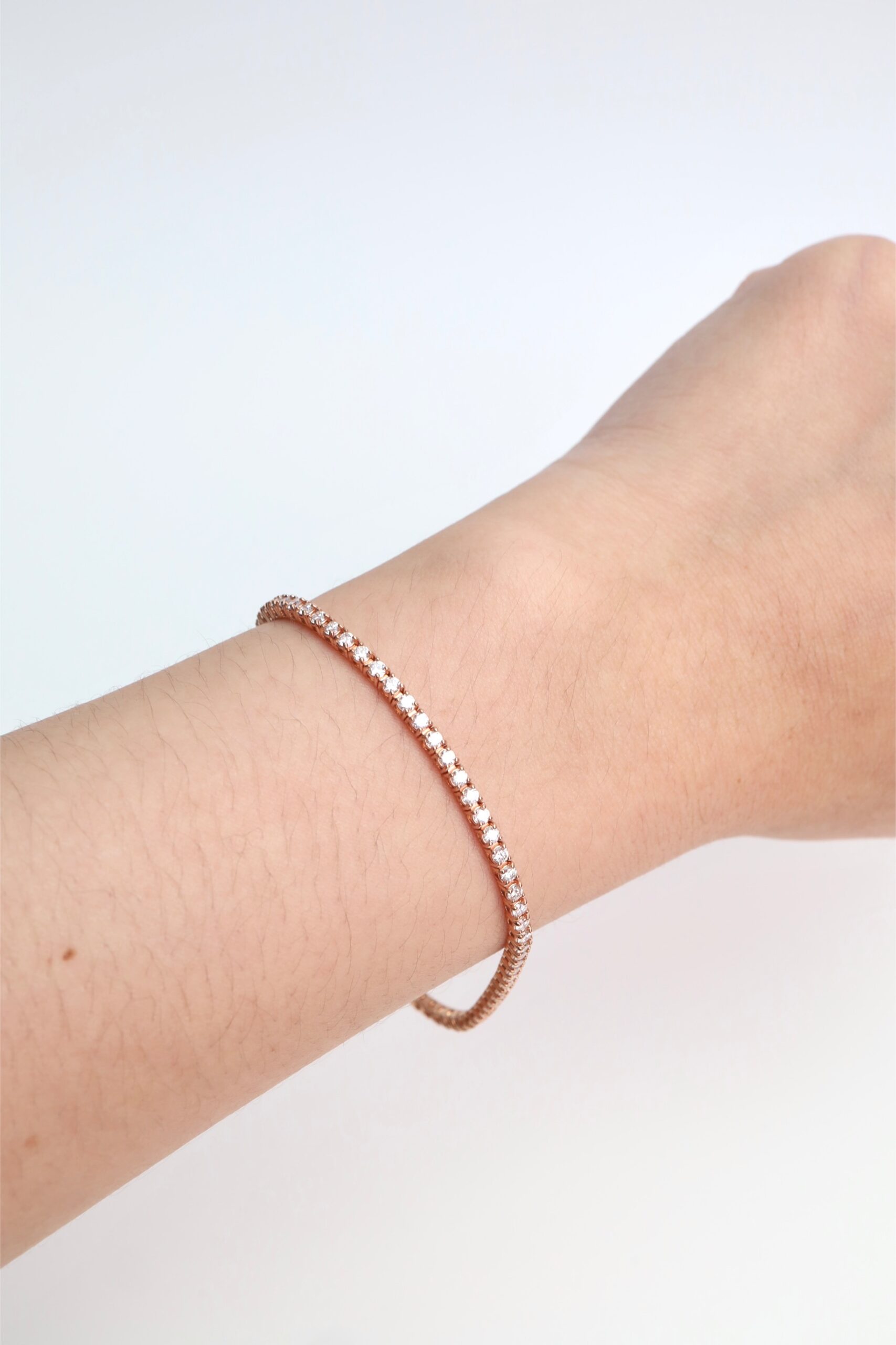 3.14 Carat Round Diamond Eternity Tennis Bracelet in 18K Rose Gold - Image 9