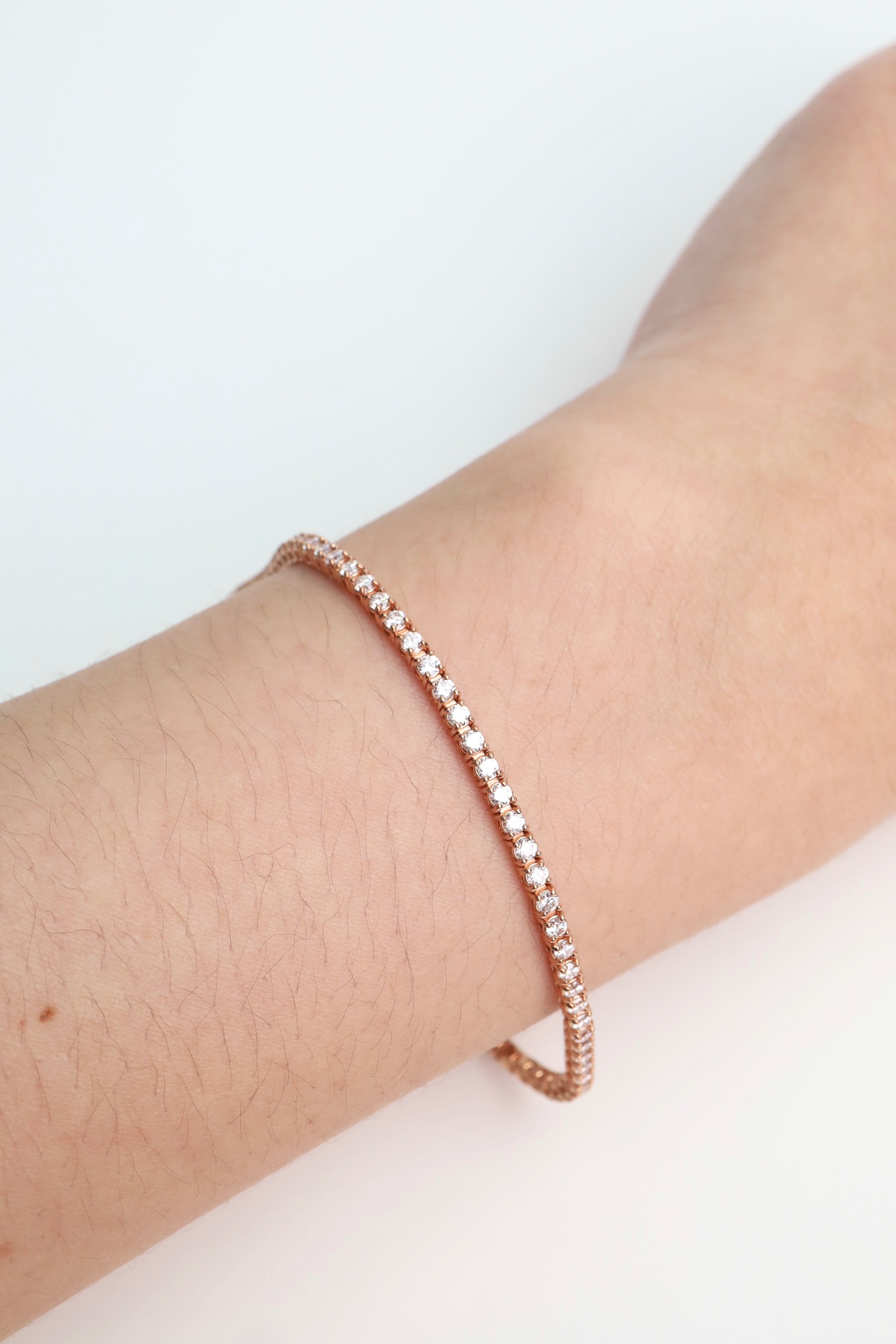3.14 Carat Round Diamond Eternity Tennis Bracelet in 18K Rose Gold - Image 6