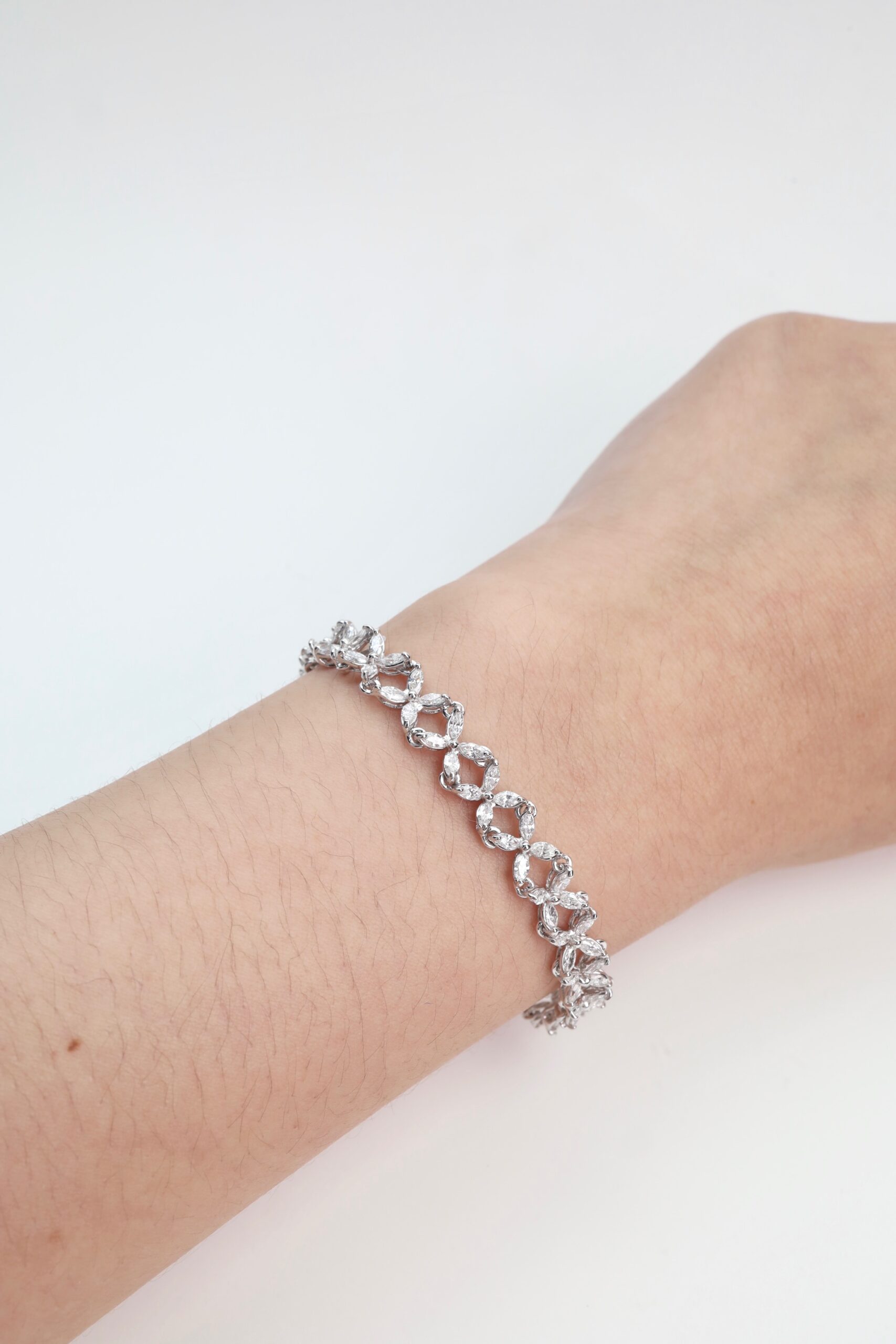 3.57 Carat Fancy Marquise Diamond Bracelet in 14K White Gold - Image 2