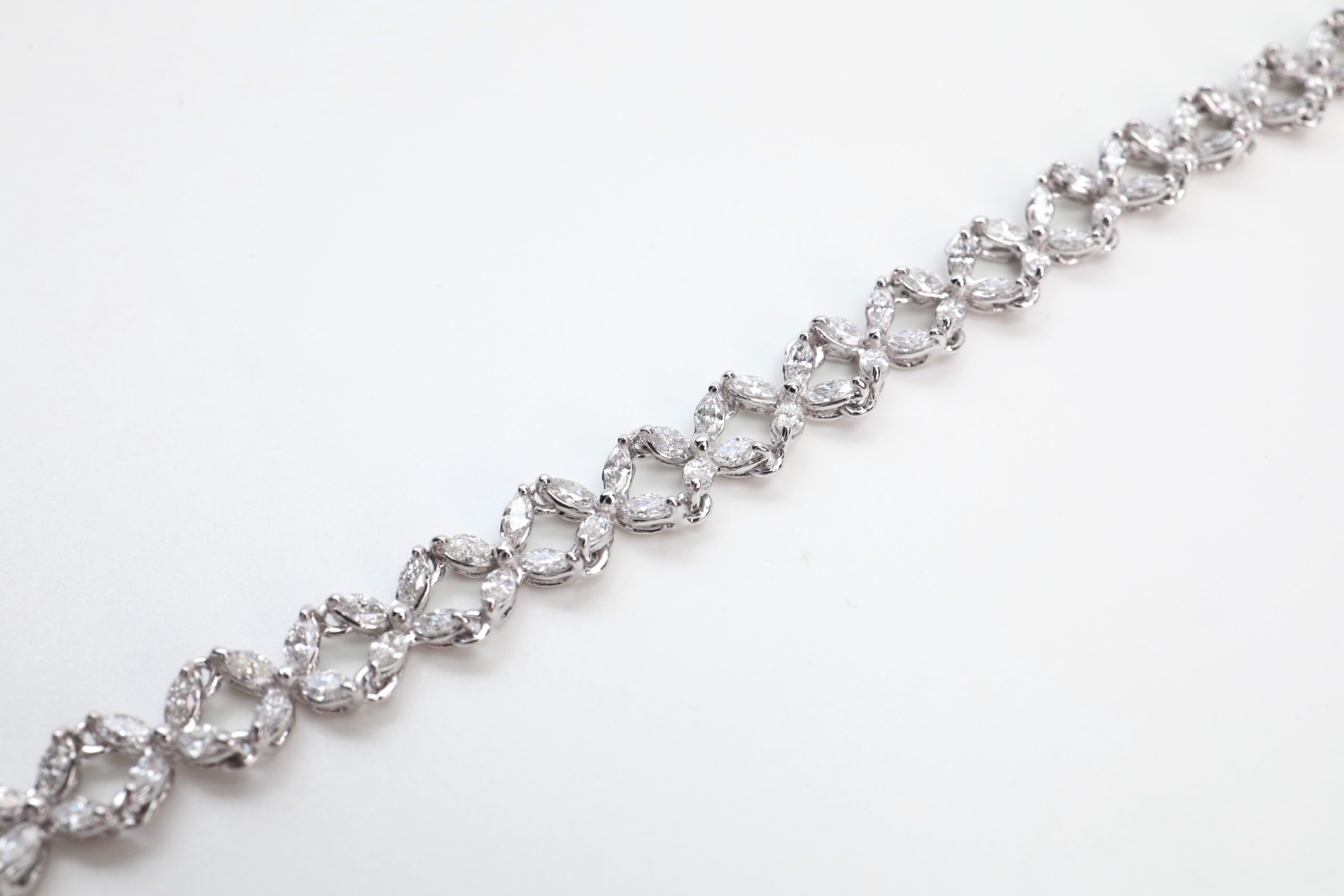 3.57 Carat Fancy Marquise Diamond Bracelet in 14K White Gold - Image 7