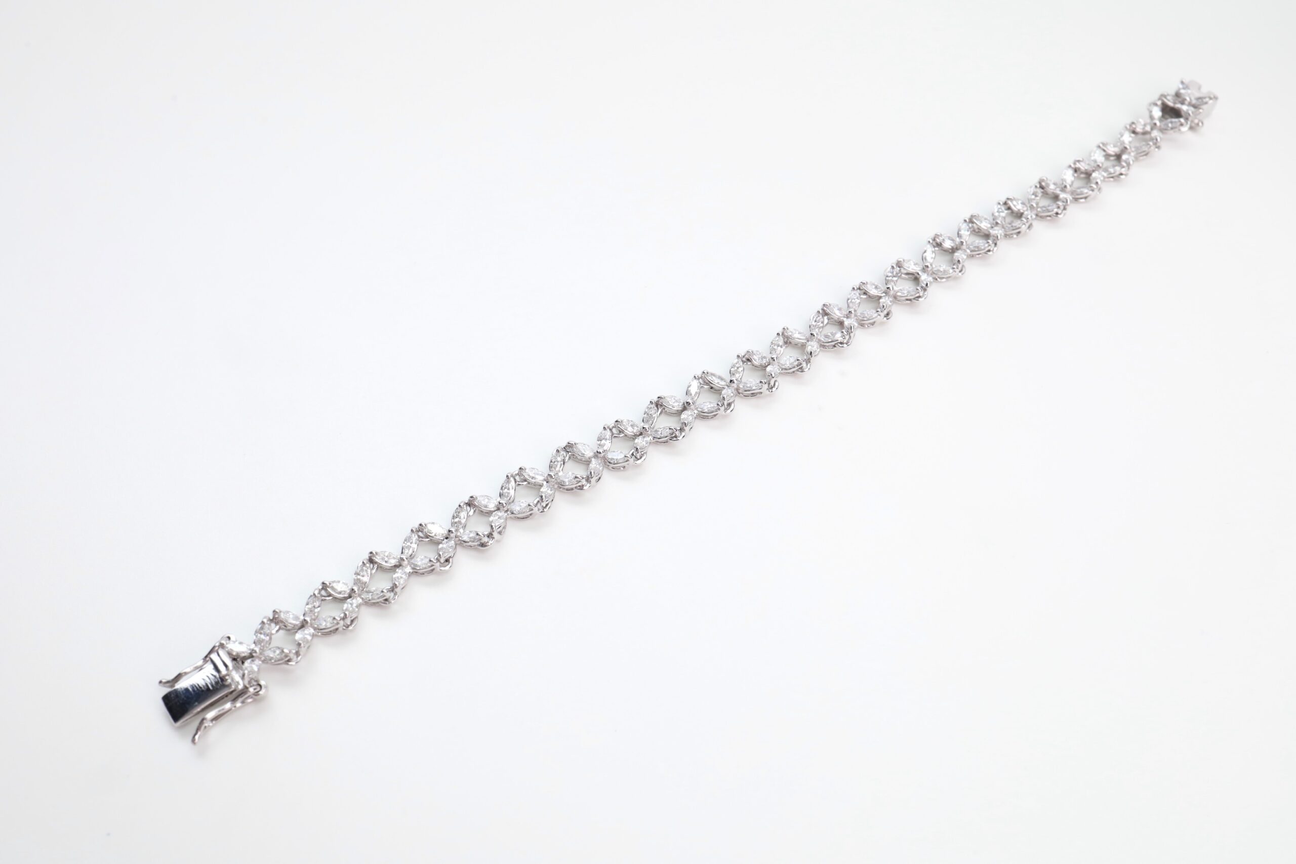 3.57 Carat Fancy Marquise Diamond Bracelet in 14K White Gold - Image 8