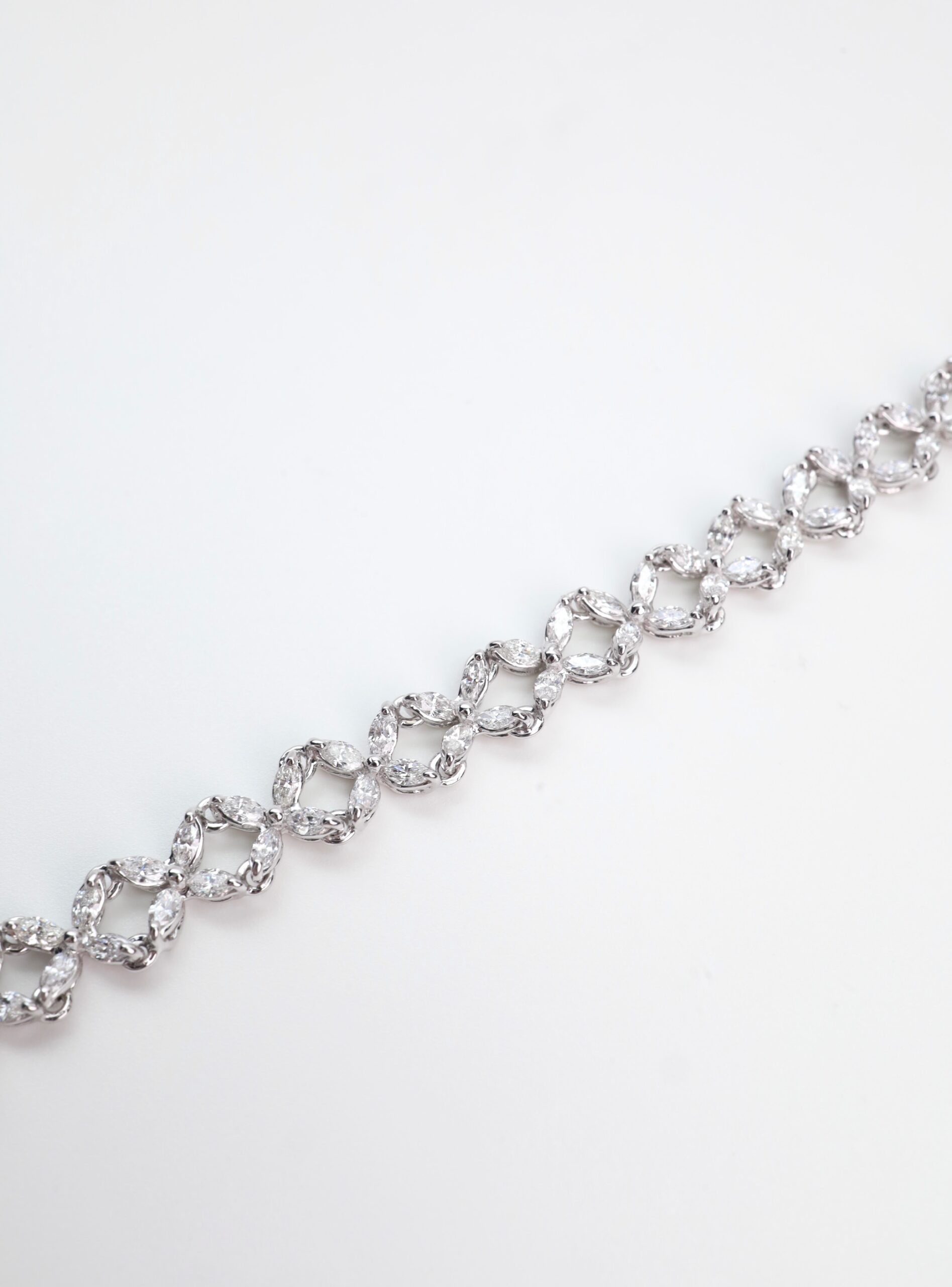 3.57 Carat Fancy Marquise Diamond Bracelet in 14K White Gold - Image 4