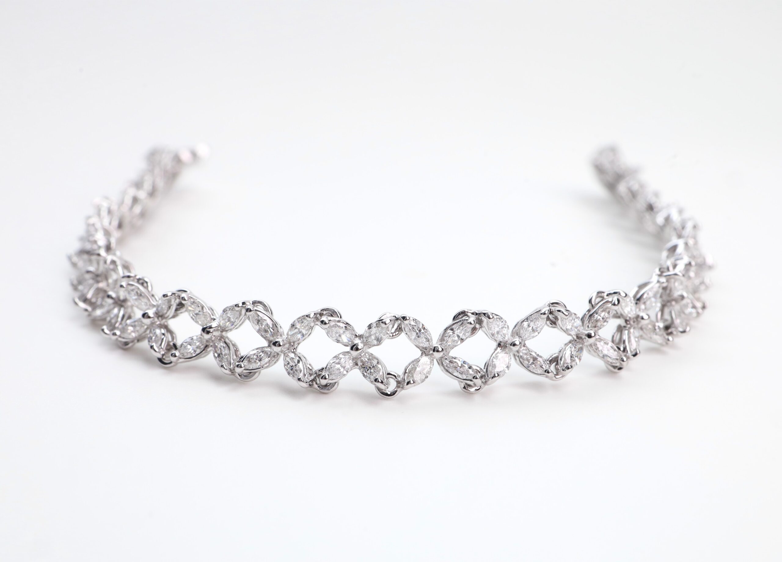 3.57 Carat Fancy Marquise Diamond Bracelet in 14K White Gold - Image 3